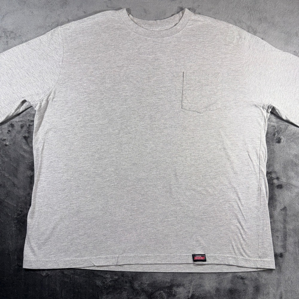 Genuine Dickies Mens 3XL Heather Gray Long Sleeve Pocket T-Shirt Workwear Tee